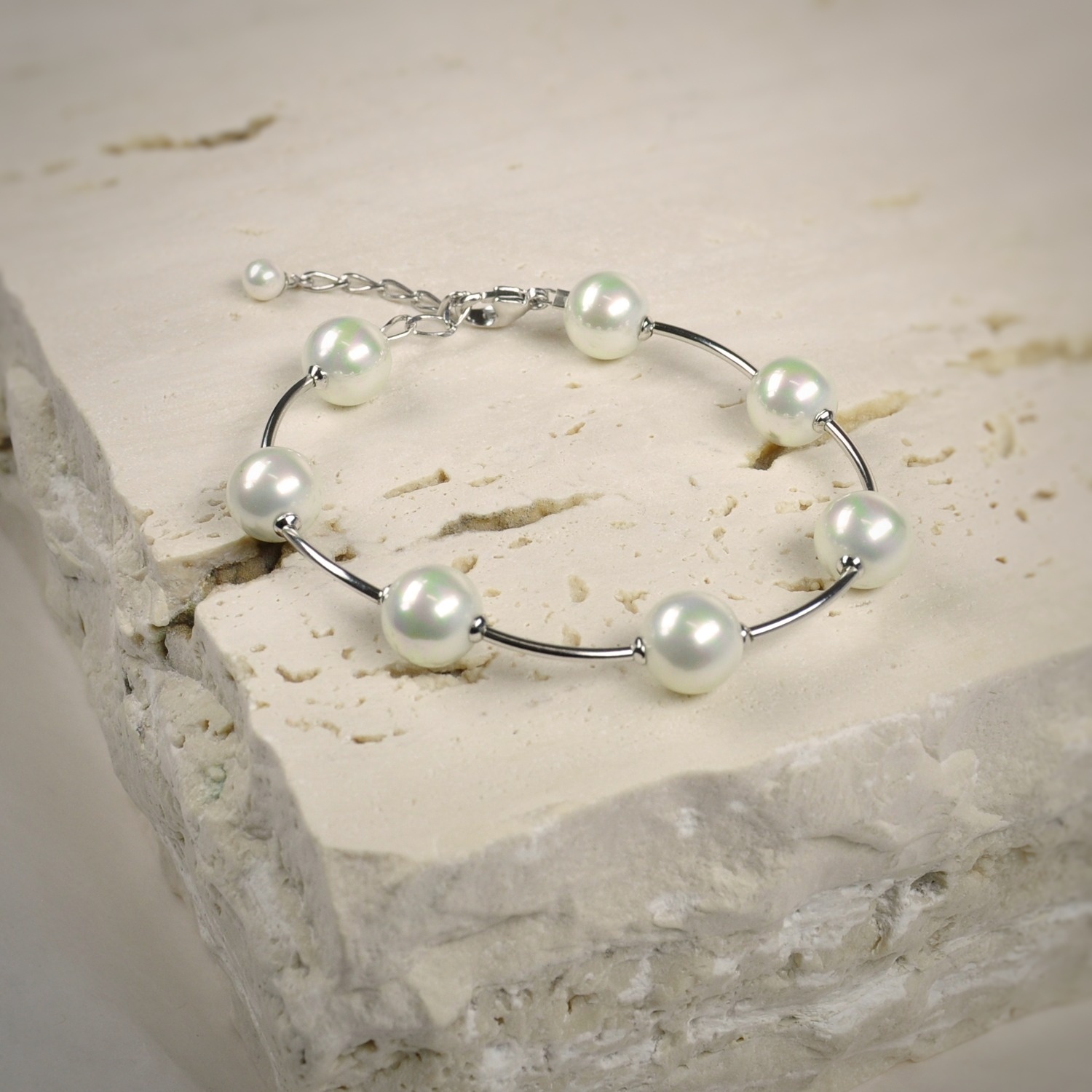 Silver Bracelet with Pearls