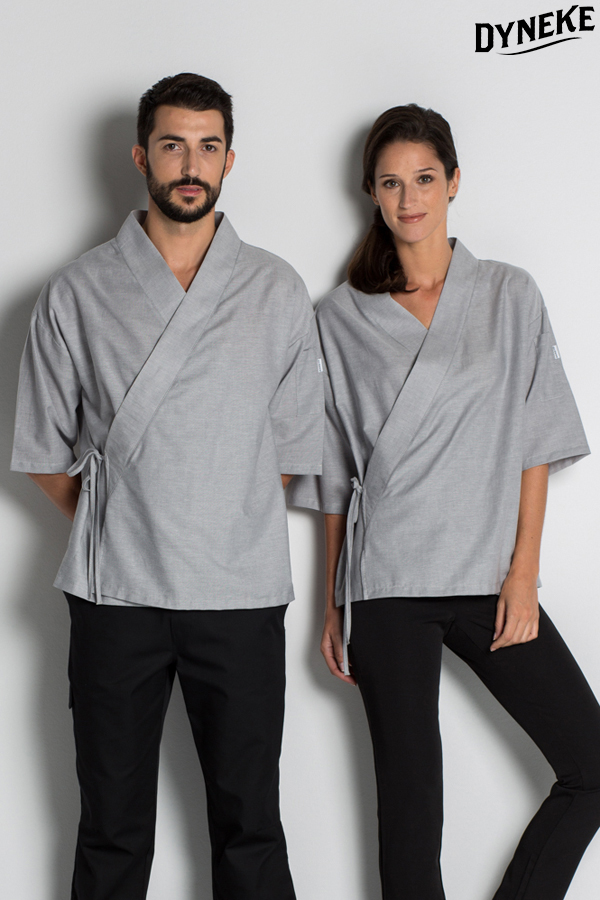 Kimono gris unisex. Casacas, kimonos para el sector de hostelería y spa