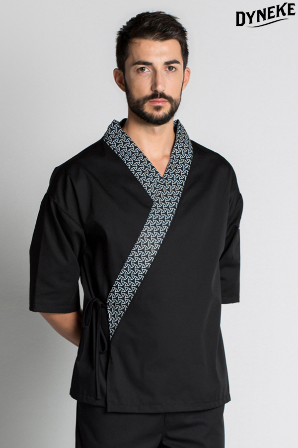 Kimono negro unisex. Kimonos y casacas para hosteleria y spa. Uniformes