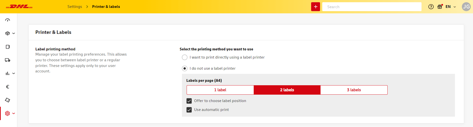 My DHL Portal user manual