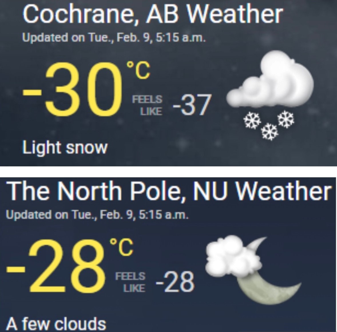 It's officially colder than the North Pole CochraneNow Cochrane