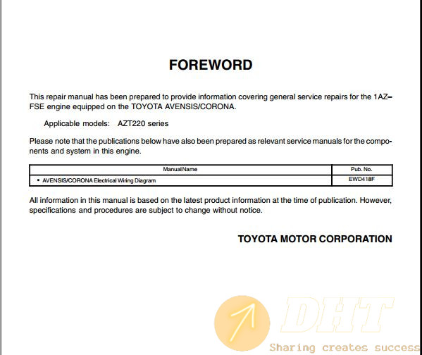 Toyota Engine 1AZ-FSE Repair Manual | Automotive Software, Repair