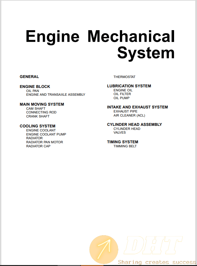 Kia Spectra (Engine + Transmission) Service Manual PDF (Free Download