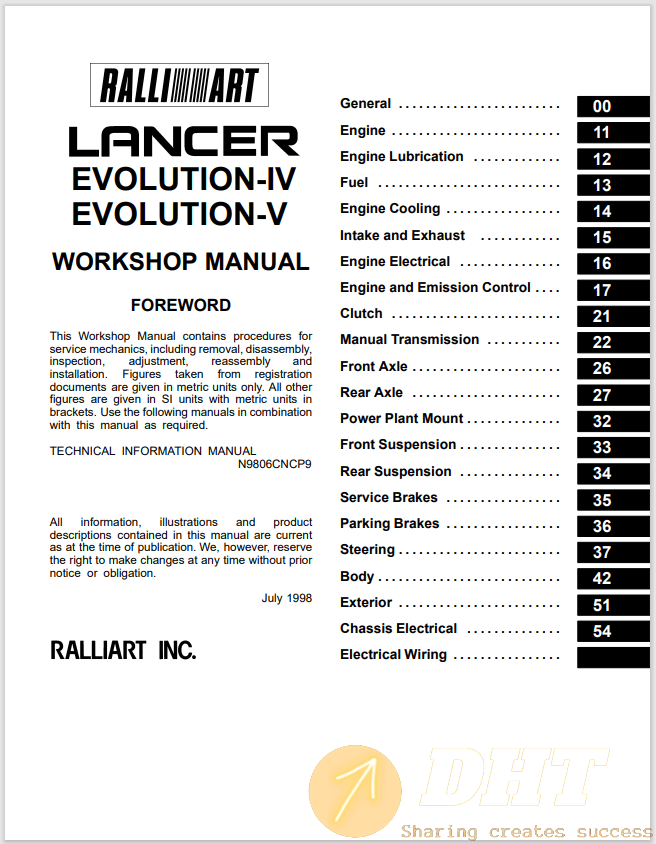 Mitsubishi Lancer 1998 Workshop Manual | Automotive Software, Repair