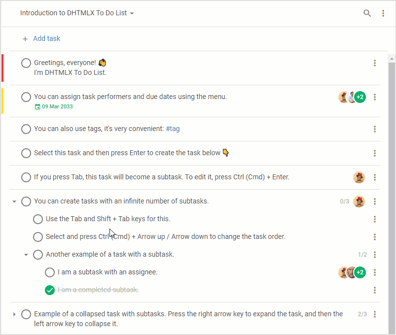 DHTMLX To Do List 1.2 with Task Priority, Enhanced User Collaboration,