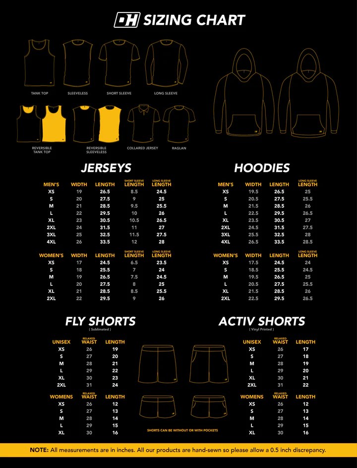 SIZE CHART – DH Ultimate