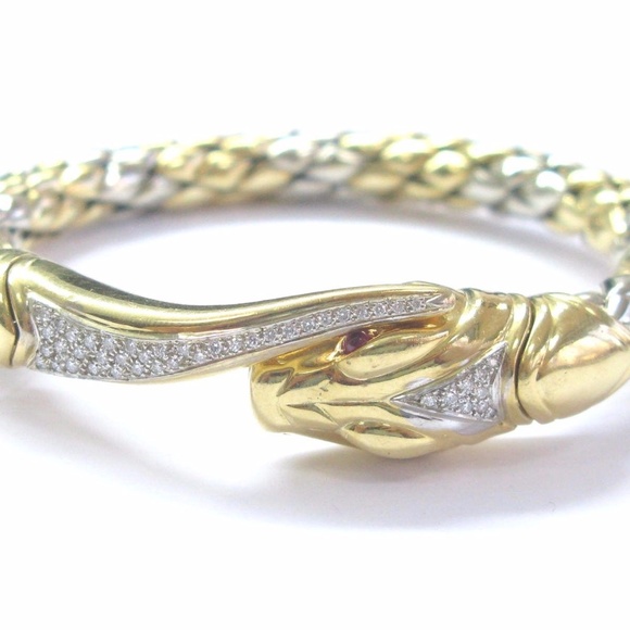 Chimento Jewelry Chimento 8kt Gem Ruby Diamond 2tone Snake Bracel