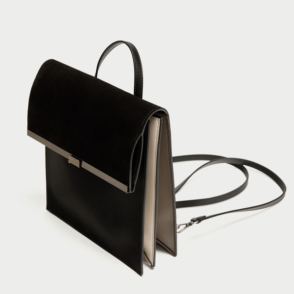 Zara Bags Zara Sleek Leather Backpack With Metallic Detail Poshmark