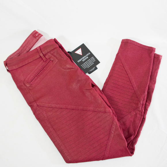 Guess Jeans New Dark Red Guess Biker Skinny Jeans Poshmark
