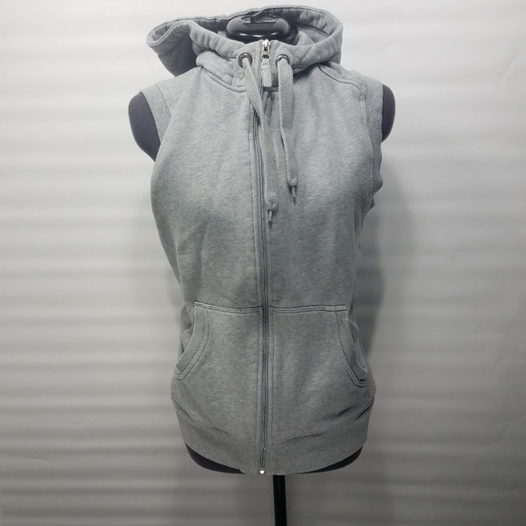 H&amp;M Tops Divided Hm Sleeveless Gray Zip Up Hoodie Sz Large Poshmark