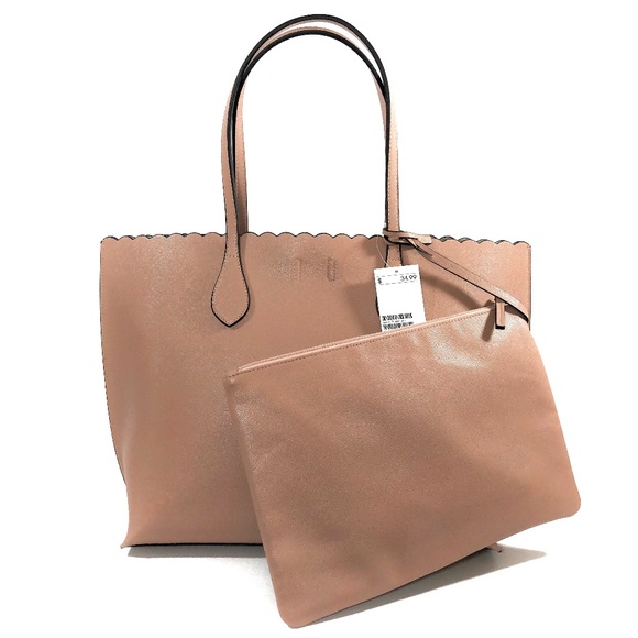 H&M Bags Womens Hm Tan Shopper Tote Bag With Clutch Poshmark