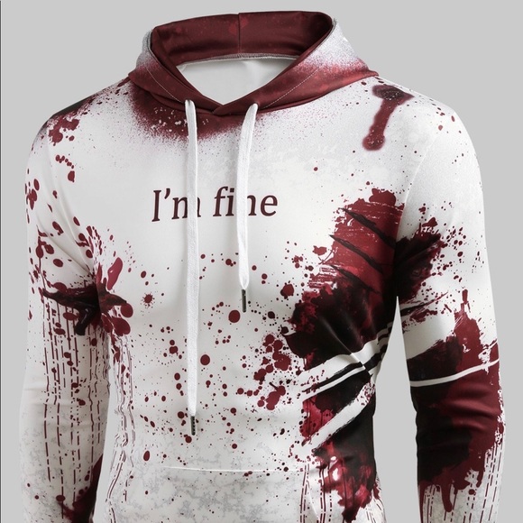 Rosegal Shirts Halloween Blood Splatter Hoodie Im Fine