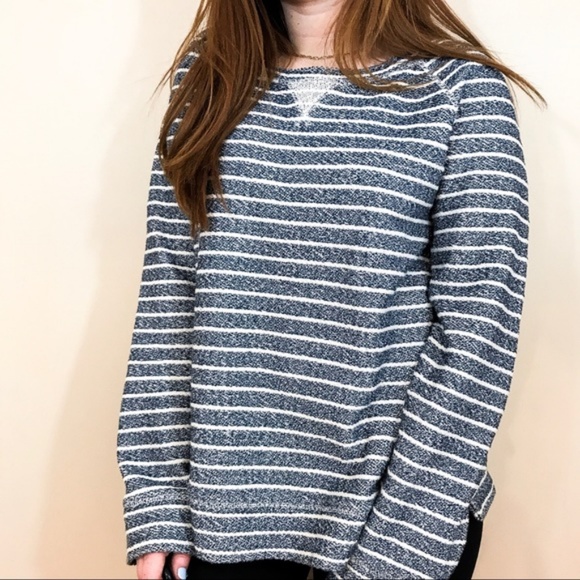 Modern, light and comfortable, the lou & grey brand has great basics, comfortable denim and active wear. Lou Grey Sweaters Lou Grey Navy Blue Striped Crew Neck Sweatshirt Poshmark