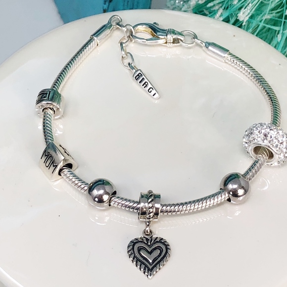 Carlo Biagi Jewelry Biagi 925 European Bead Charm Bracelet W6 Charms