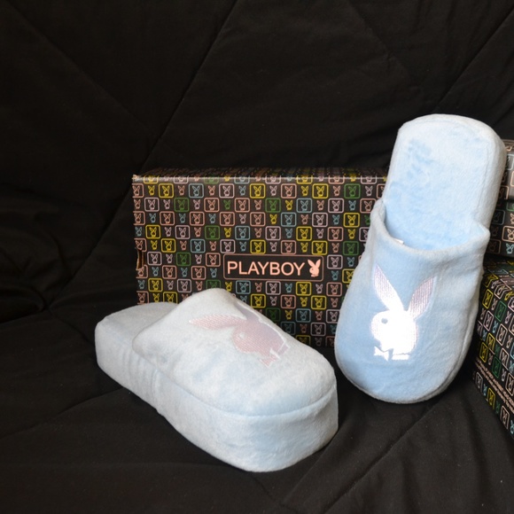 PLAYBOY Shoes New Playboy Baby Bluewhite Bunny Slipper Shoes M Poshmark