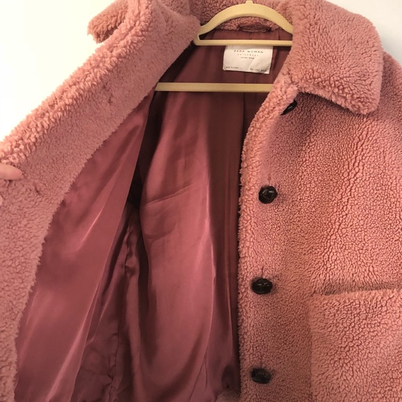 Zara Jackets & Coats Pink Zara Teddy Coat Poshmark