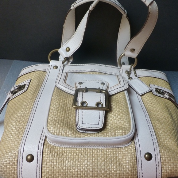 Coach Bags Coach Legacy Straw White Leather Cruise Tote Bag Poshmark