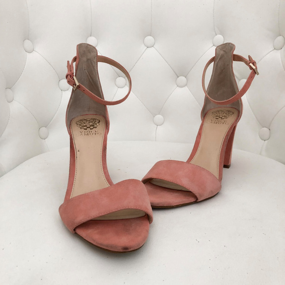 Vince Camuto Shoes Vince Camuto Pink Suede Two Strap Heels Poshmark
