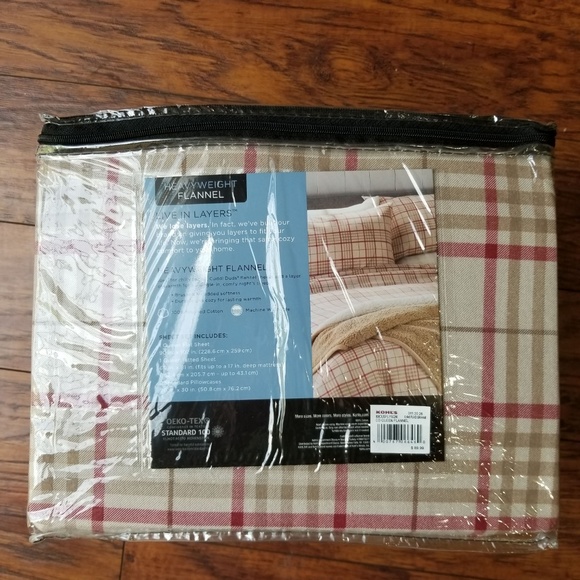Cuddl Duds Bedding Cuddl Duds Flannel Khaki Plaid 4 Piece Queen