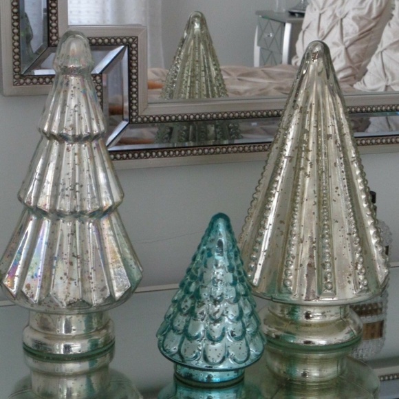 MADE IN INDIA Holiday Aqua Blue Mercury Glass Christmas Holiday Tree New Poshmark