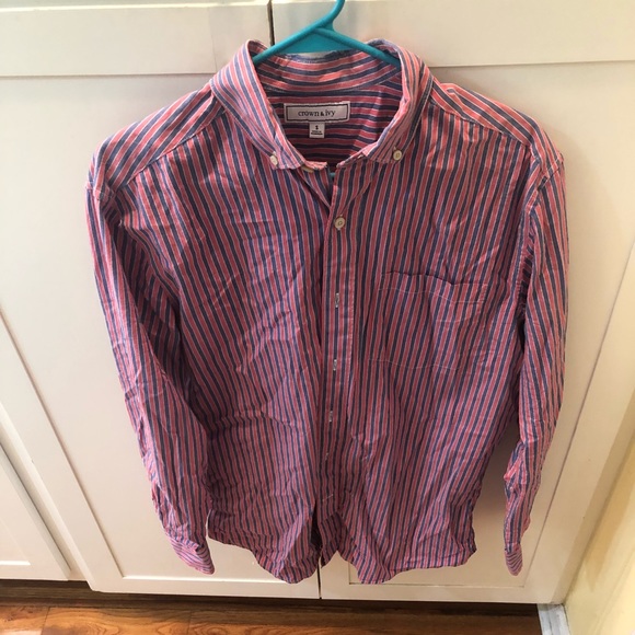 crown & ivy Shirts Crown Ivy Pink And Blue Striped Button Down Poshmark