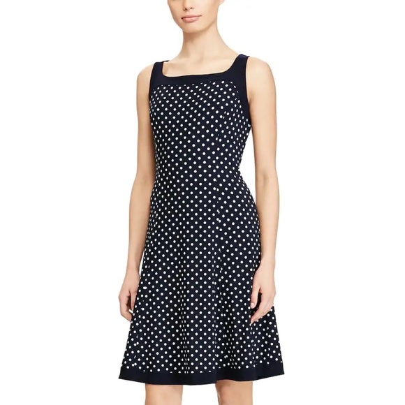 Chaps Polka Dot Fit And Flare Dress FitnessRetro