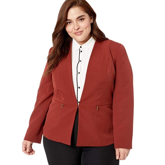 Kasper Jackets & Coats Nwt Kasper Kiss Front Plus Collarless Blazer