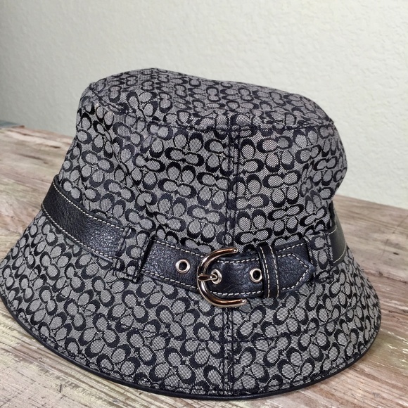 Coach Accessories Coach Vintage Signature Bucket Hat Black Leather