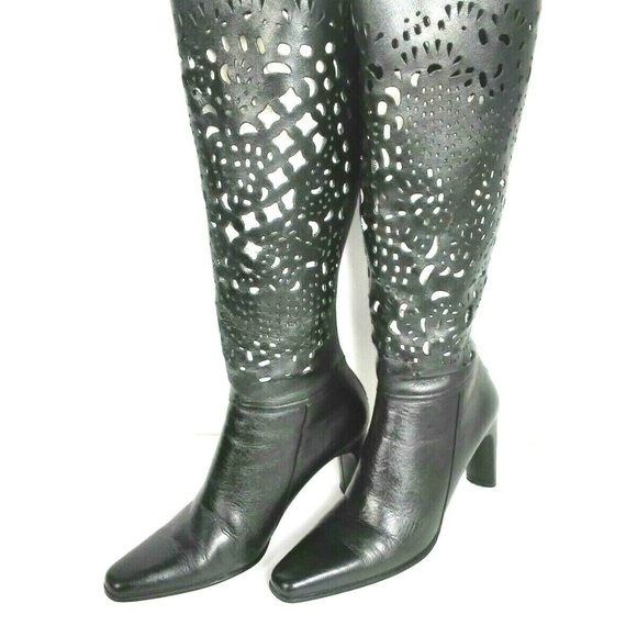 Bellini Shoes Bellini Black Leather Boots Wide Calves 7 2 Poshmark