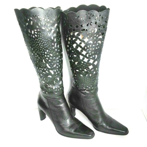 Bellini Shoes Bellini Black Leather Boots Wide Calves 7 2 Poshmark