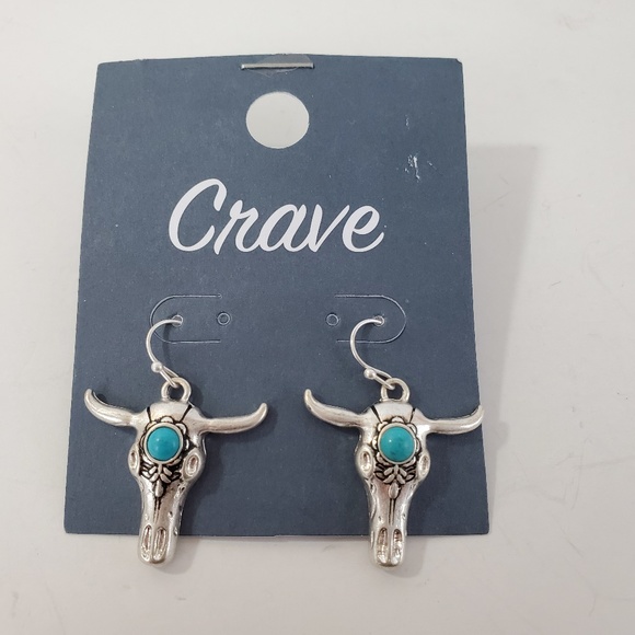 Crave Jewelry Crave Bull Head Skull Pierced Earrings Lightweight