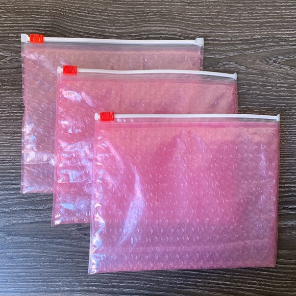 Glossier Bags Set Of 3 Pink Bubblewrap Makeup Poshmark