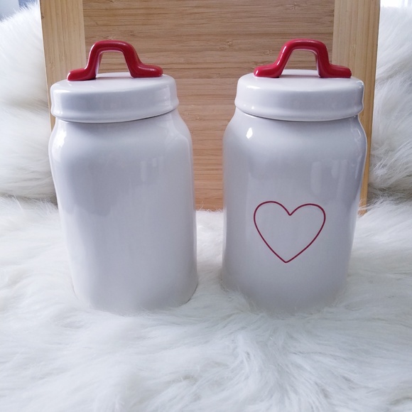 Rae Dunn Kitchen Nwt Rae Dunn Red Heart Canisters 2 Piece Set