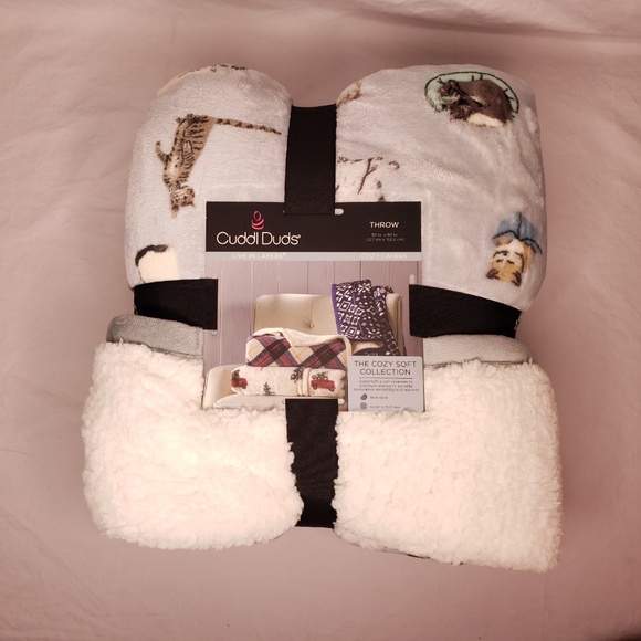 Cuddl Duds Bedding Cuddl Duds Sherpa Fleece Plush Throw Kitty Cat