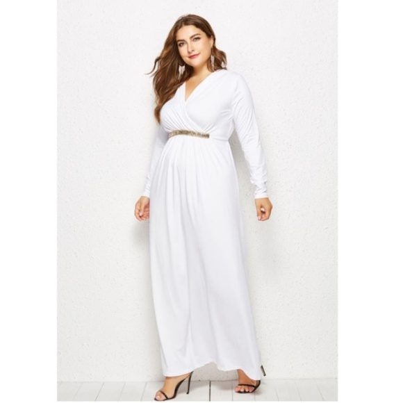 Dresses White Grecian Goddess Long Sleeve Evening Gown Poshmark
