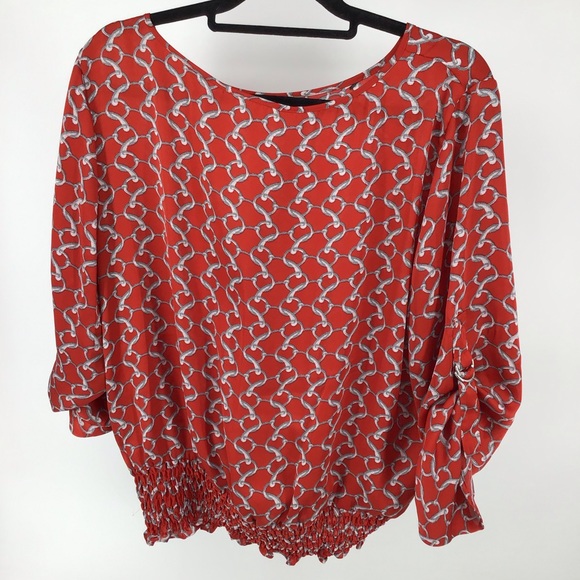 MICHAEL Michael Kors Tops Michael Kors Xl Red Chain Print Popover