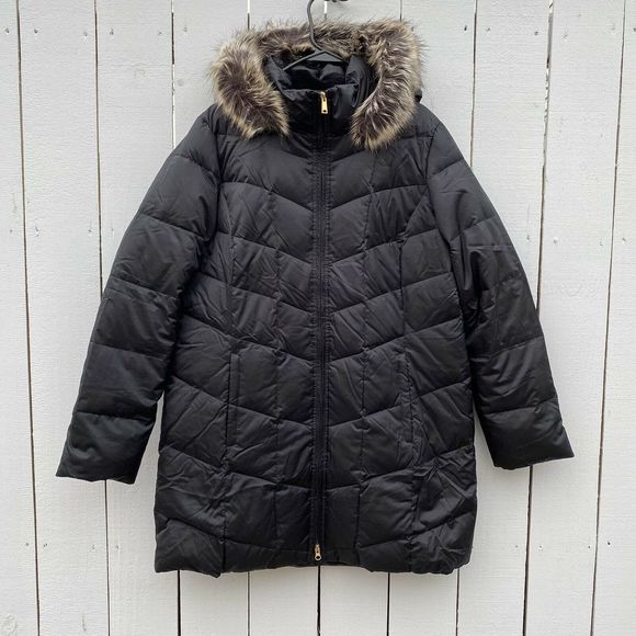 Lands' End Jackets & Coats Lands End Down Insulated Faux Fur Trim Parka Coat Poshmark