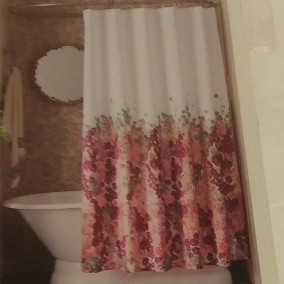 Shower Curtains 72" x 72" Luxury Brown & Burgundy Medallion Embroidered