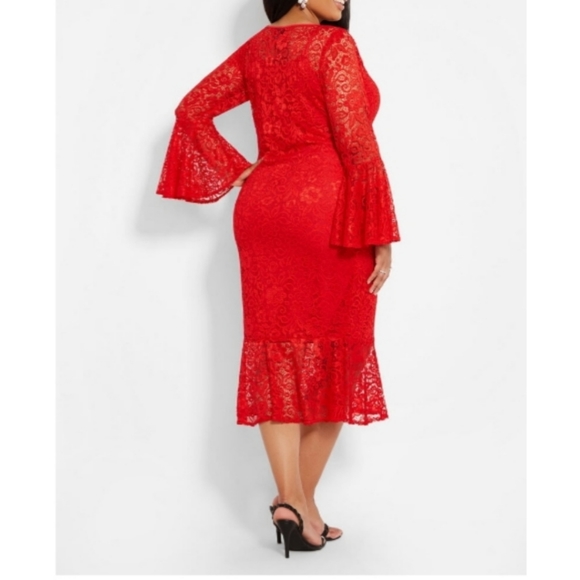 Ashley Stewart Dresses Ashley Stewart Red Lace Dress Poshmark