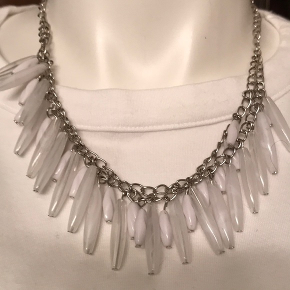 Hand Crafted Jewelry Double Chain White Beaded Necklace Wearrings
