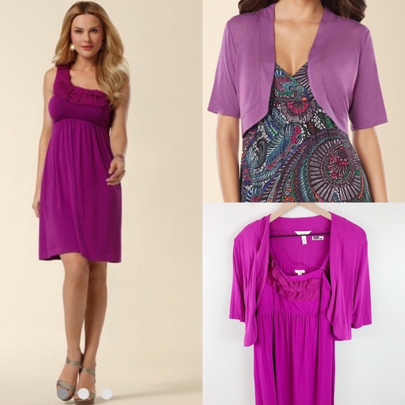 Soma Dresses Soma Oneshoulder Dressfrench Sleeve Shrug Set Poshmark