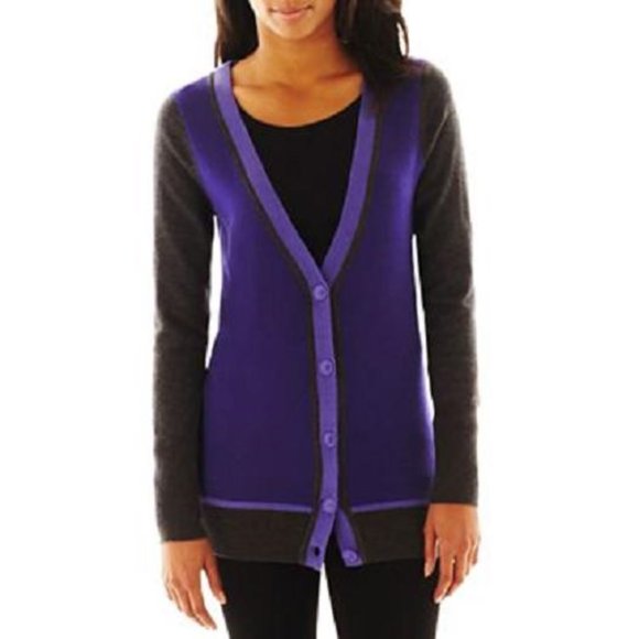 jcpenney Sweaters Jcp Intrepid Purple Cardigan Sweater Poshmark