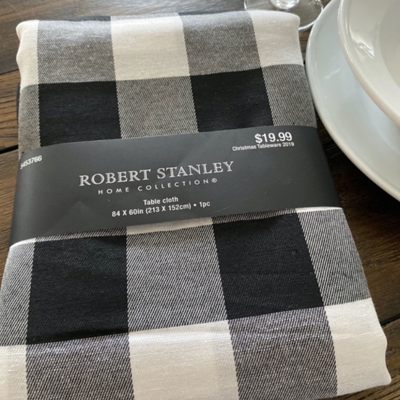 Robert Stanley Home Collection Dining Black And White Checkered Tablecloth 84x6in Nwt Poshmark