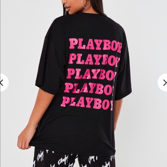 PLAYBOY Tops Playboy Black Oversized Graphic Tshirt Poshmark