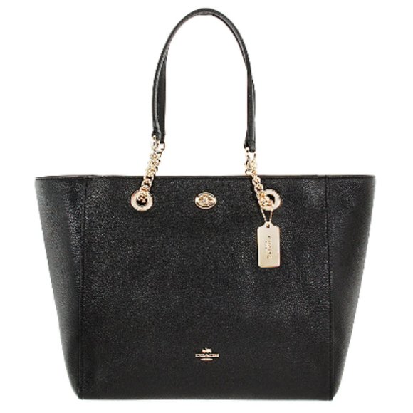 Coach Bags Coach Xl Chain Shoulder Bag Black Leather Tote New