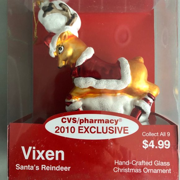 Cvs Christmas Ornaments CVS 2010 Exclusive Holiday Santas Reindeer Vixen Glass Christmas