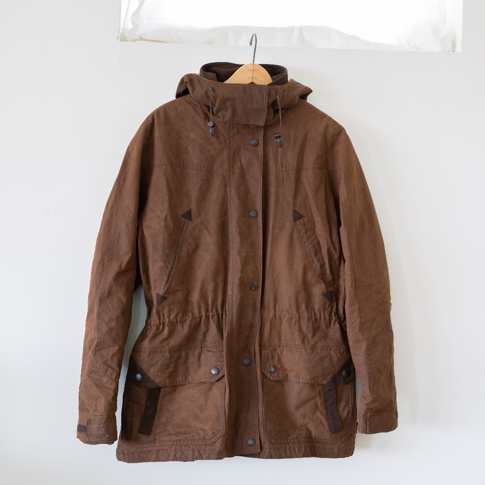 Barbour Waxed Canvas Jacket Us 12 Fawn Brown Gem