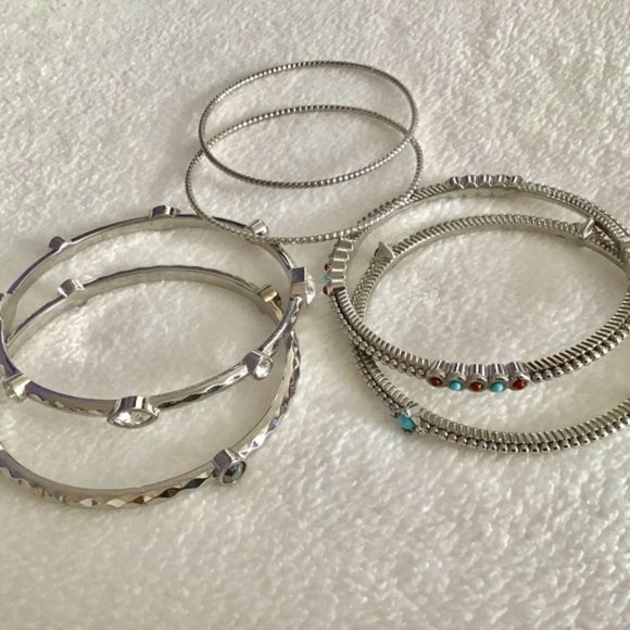 R.J. Graziano Jewelry Graziano Crystal Turquoise Bangle Bracelet Set