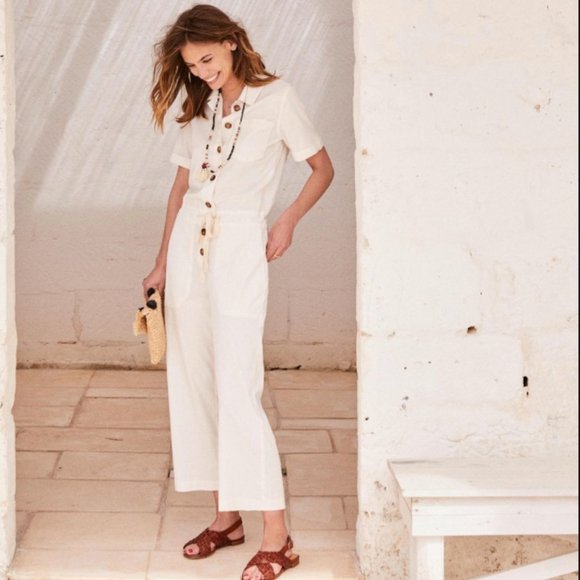 Sezane Pants & Jumpsuits Brand New Szane Bennie Jumpsuit Ecru Poshmark