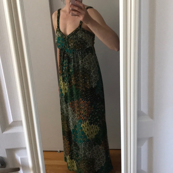 Moa Moa Dresses Green Peacock Print Maxi Dress Poshmark